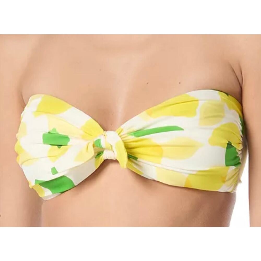 Kate Spade White Lemon Bandeau Bikini Top and High Waist Bottom Set M NWT - Picture 2 of 8